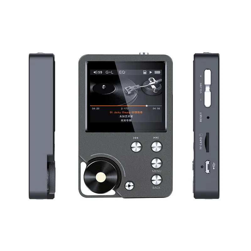 Master HIFI lossless DSD256 music player Silver Gray with 2-inch screen and push-button controls