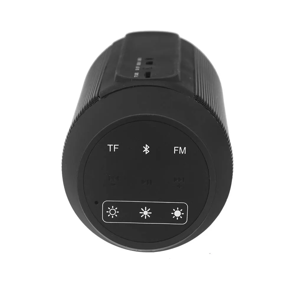 Black and white mini Bluetooth stereo speaker with colourful LED lights and control buttons