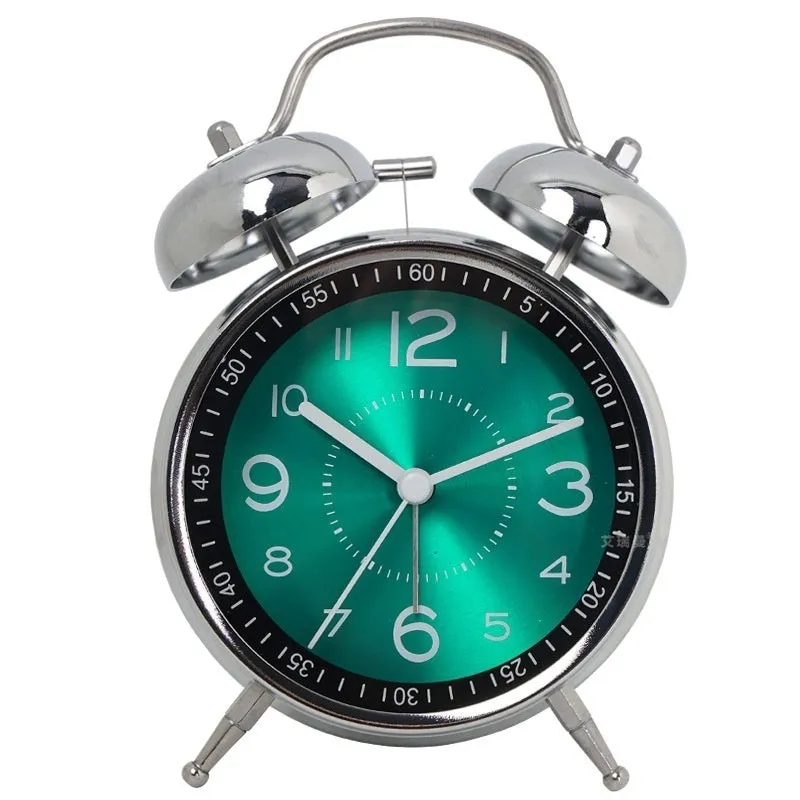 Mute creative luminous pointer quartz clock metal shell 5.5cm thick green colour