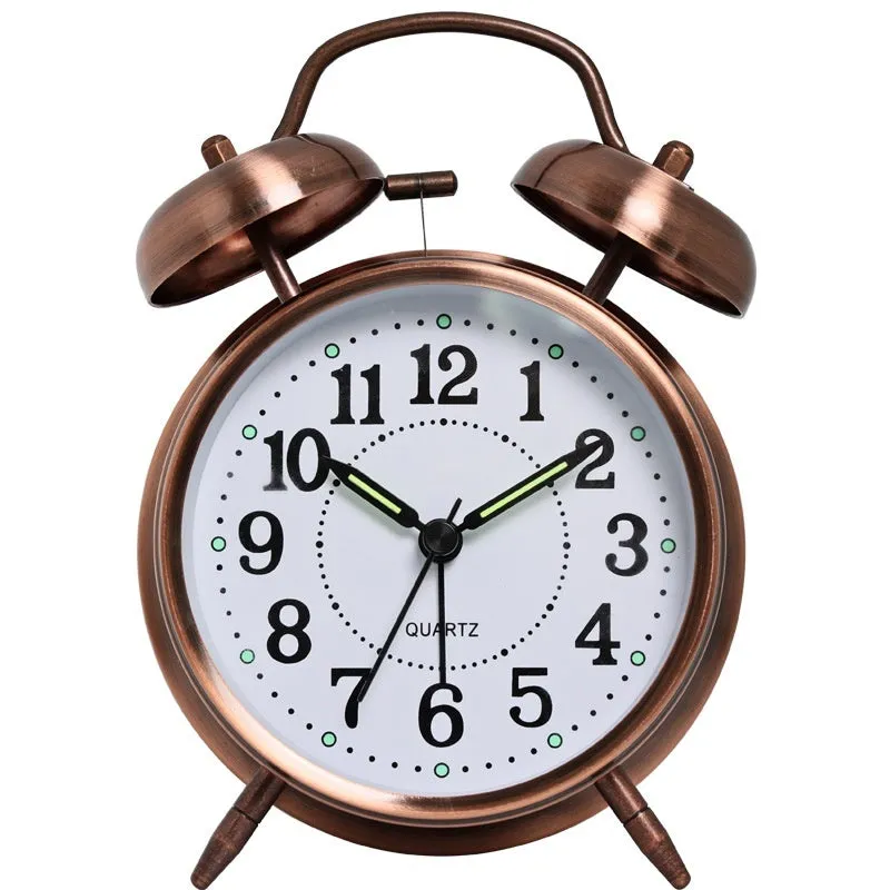 Mute creative luminous pointer quartz clock metal shell 5.5cm thick green colour