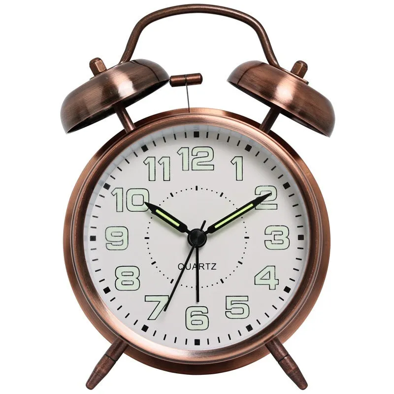 Mute creative luminous pointer quartz clock metal shell 5.5cm thick green colour
