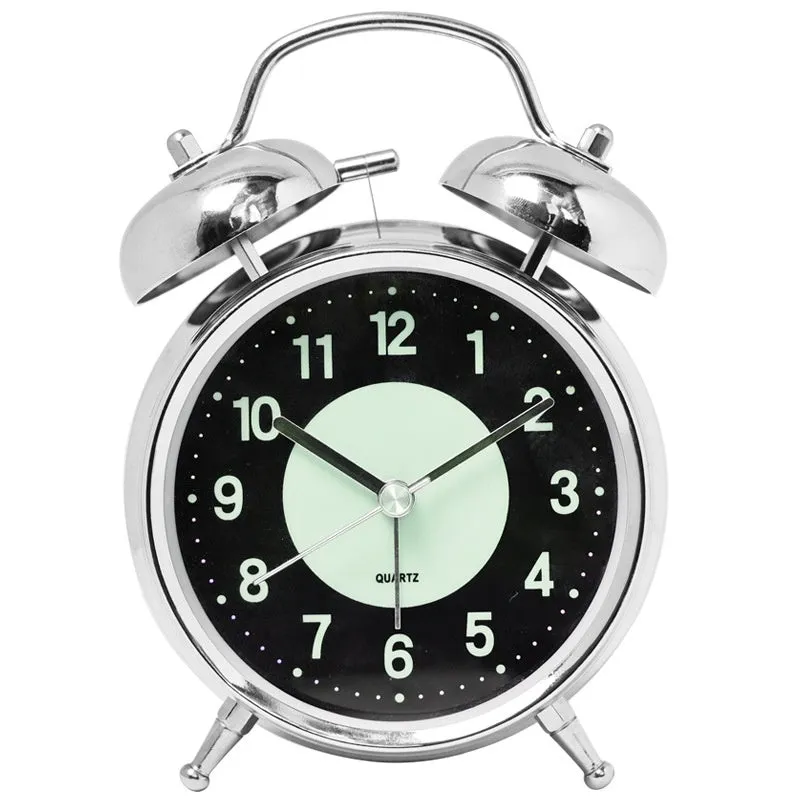 Mute creative luminous pointer quartz clock metal shell 5.5cm thick green colour
