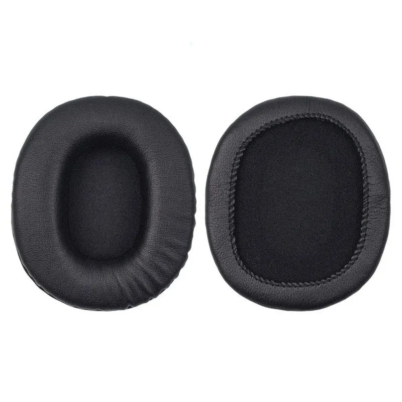 Black soft PU leather replacement earpads for Sony 1R headphones, showing a set of two pieces.