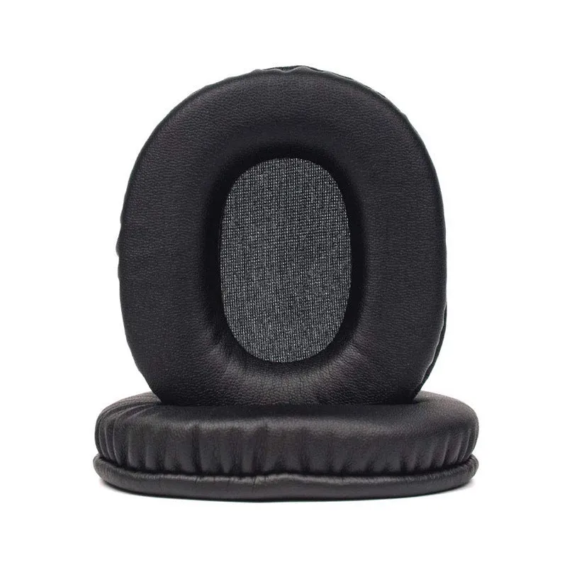 Black soft PU leather replacement earpads for Sony 1R headphones, showing a set of two pieces.