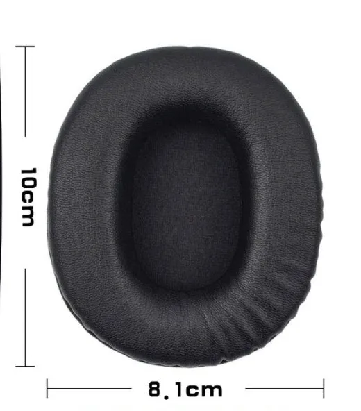 Black soft PU leather replacement earpads for Sony 1R headphones, showing a set of two pieces.
