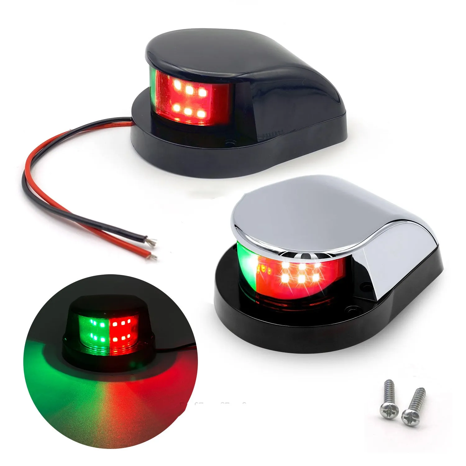 12LED marine navigation light for yachts, available in red green dual colour, 26x10mm, DC 12V