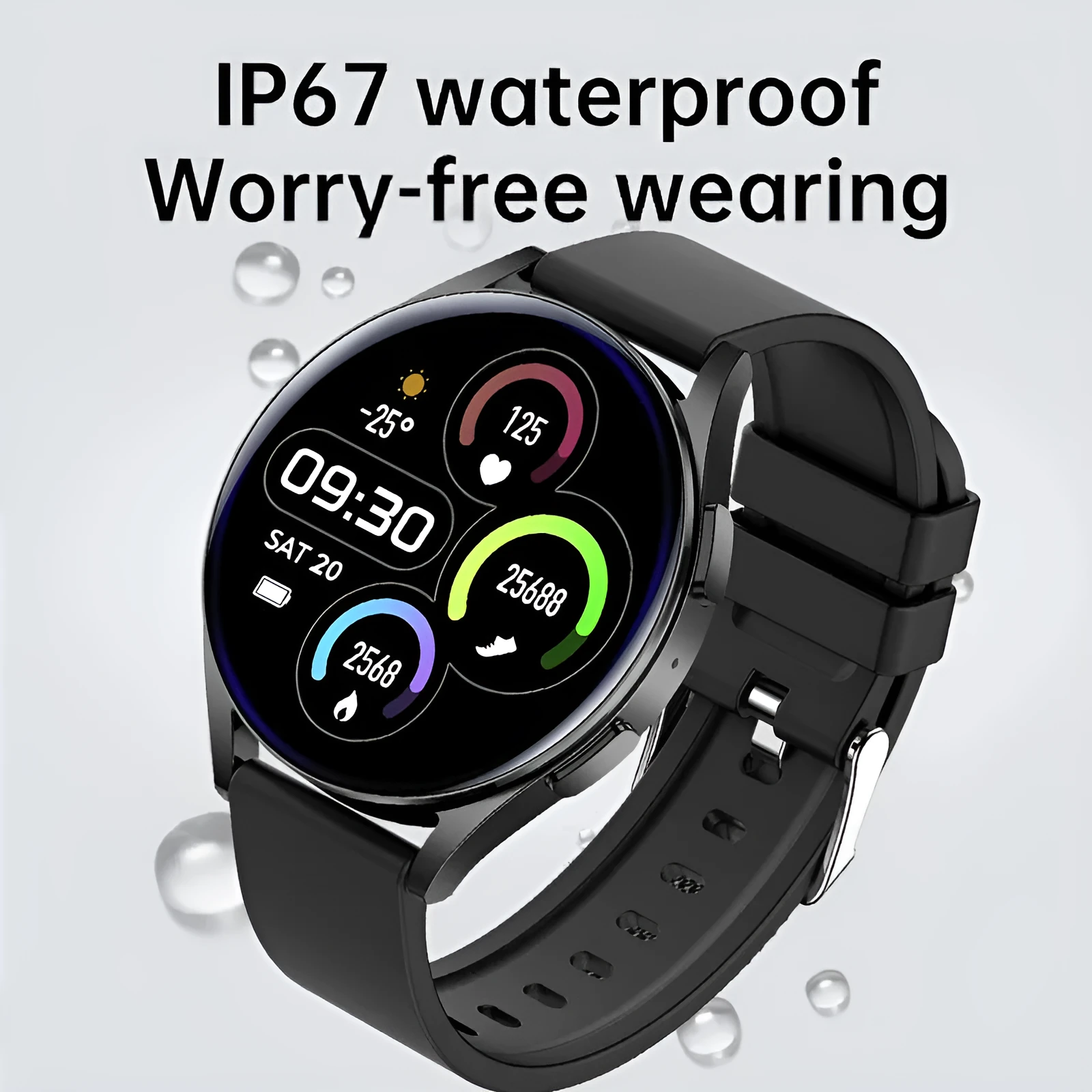 Smart sports watch with Bluetooth call and heart rate monitoring in black, pink, and silver colour options, silicone strap, TFT screen