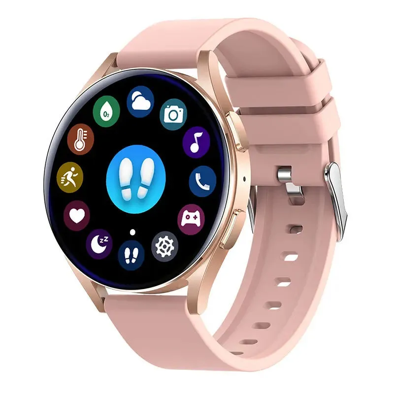 Smart sports watch with Bluetooth call and heart rate monitoring in black, pink, and silver colour options, silicone strap, TFT screen