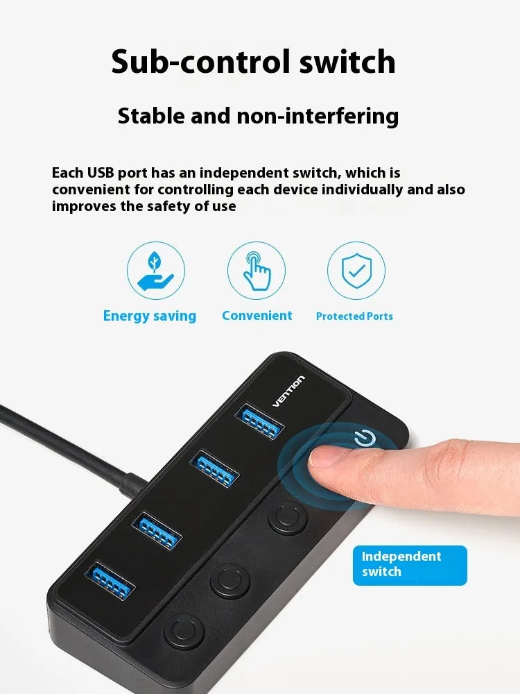 Vention USB 3.0 4-port hub docking station with 1m black cable
