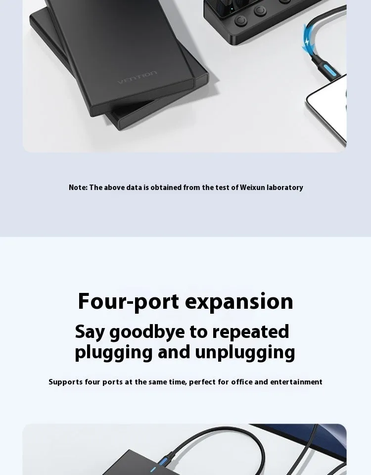 Vention USB 3.0 4-port hub docking station with 1m black cable