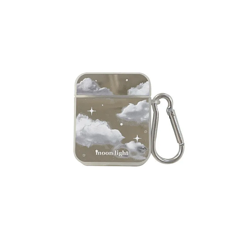 Mirror white clouds silicone hard case for AirPods Pro with glossy finish and cutouts