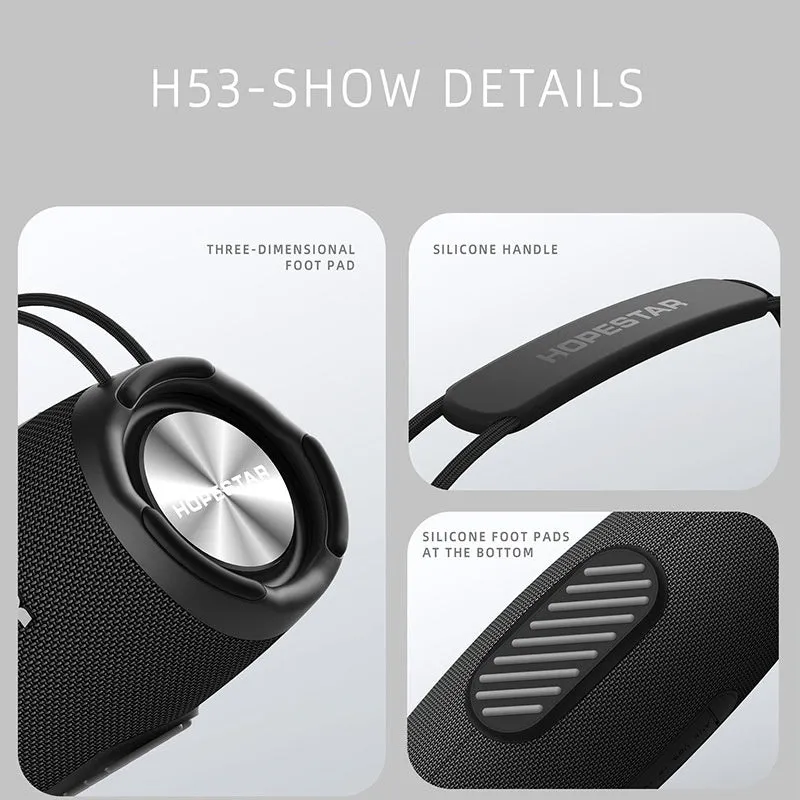 H53 waterproof wireless Bluetooth speaker in rugby style, 35W, 5200mAh, four colours