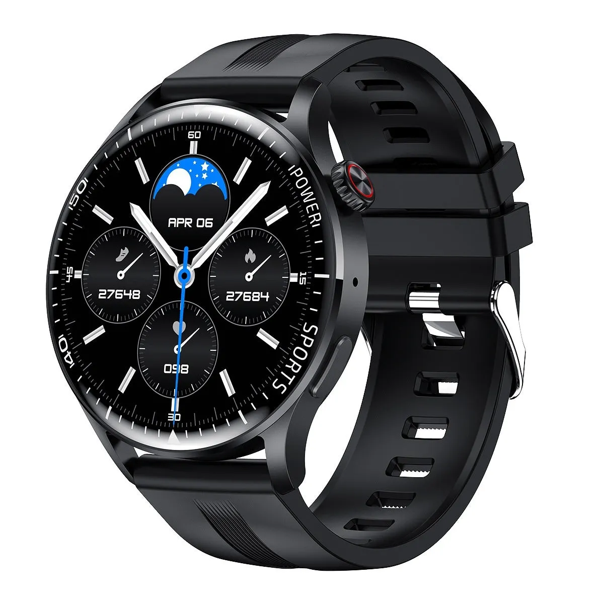 F59plus smart watch with HD IPS screen, heart rate and blood oxygen monitoring, Bluetooth call, in obsidian black leather band
