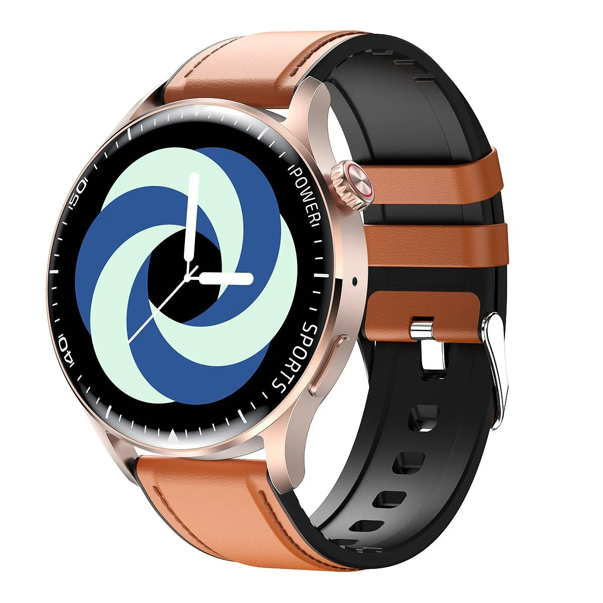 F59plus smart watch with HD IPS screen, heart rate and blood oxygen monitoring, Bluetooth call, in obsidian black leather band