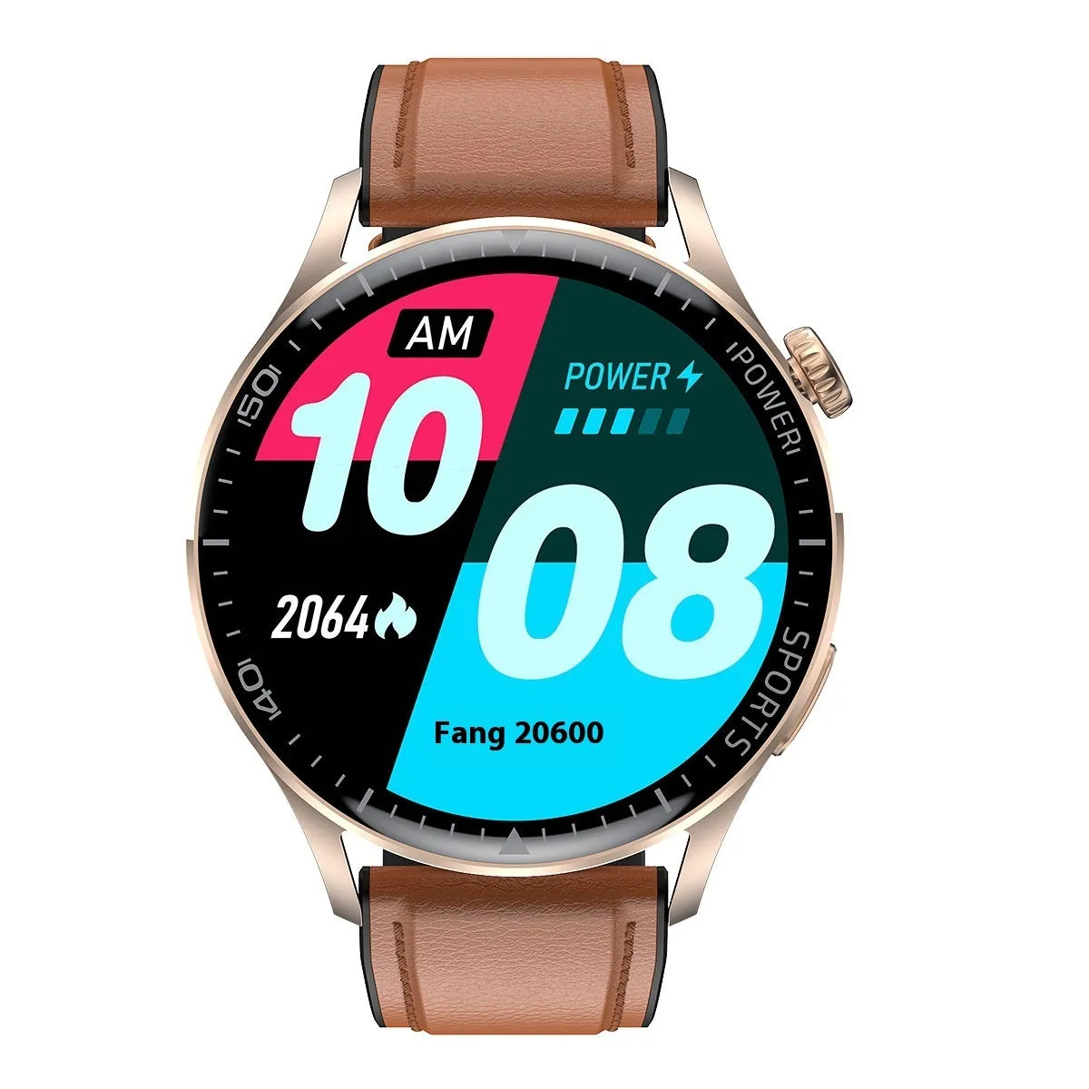 F59plus smart watch with HD IPS screen, heart rate and blood oxygen monitoring, Bluetooth call, in obsidian black leather band