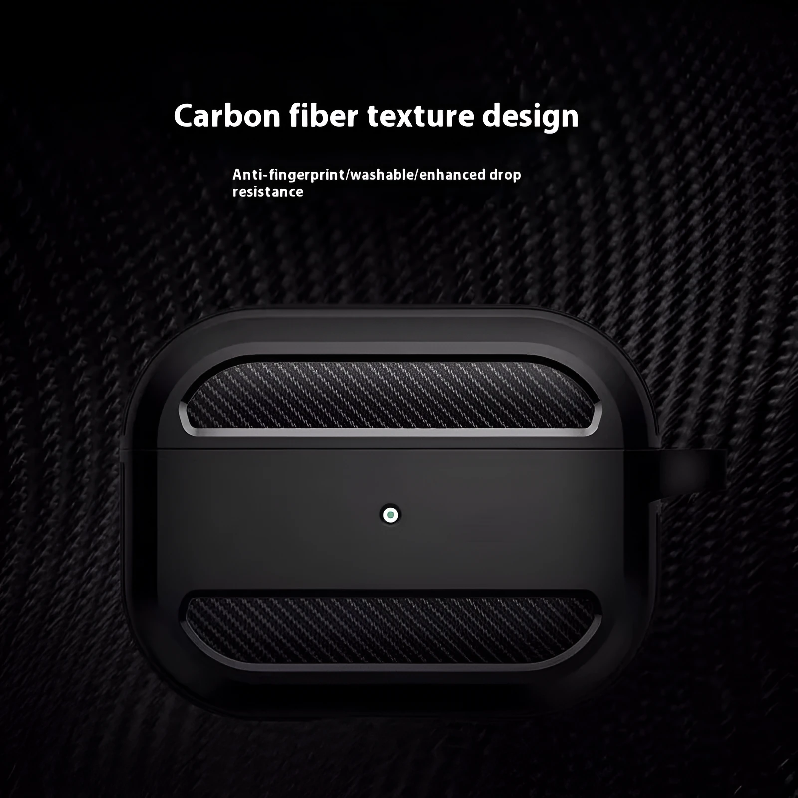 Carbon fibre patterned TPU protective case for AirPods in apple green colour