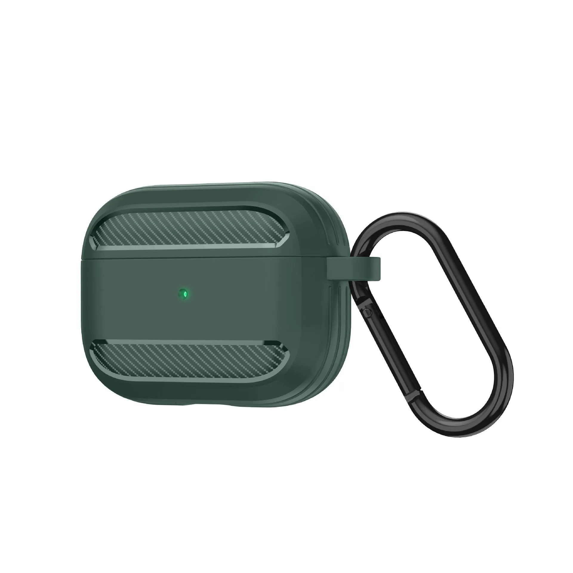 Carbon fibre patterned TPU protective case for AirPods in apple green colour