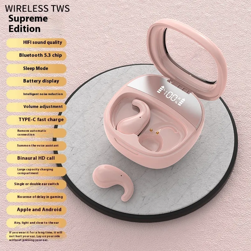 TWS Bluetooth headset earplug style with digital display screen in black colour