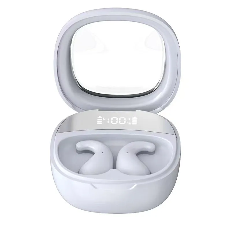 TWS Bluetooth headset earplug style with digital display screen in black colour