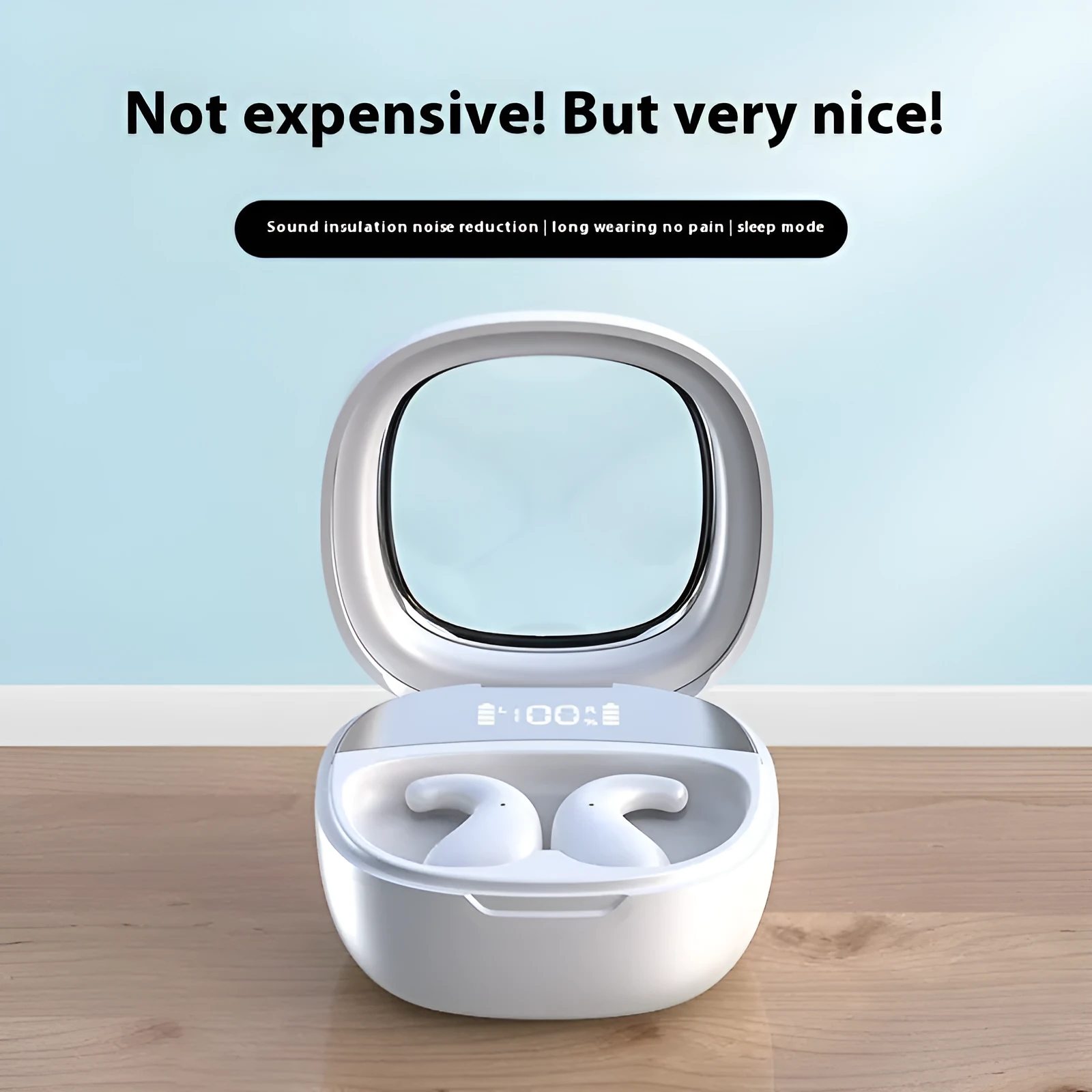 TWS Bluetooth headset earplug style with digital display screen in black colour