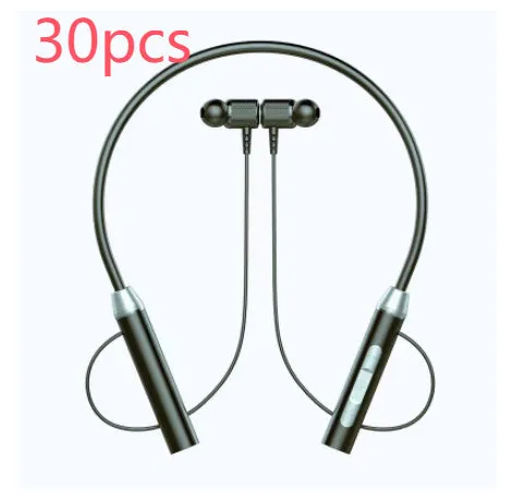 Wireless halter Bluetooth headset with breathing light, sports in-ear design, black colour, PC ABS build