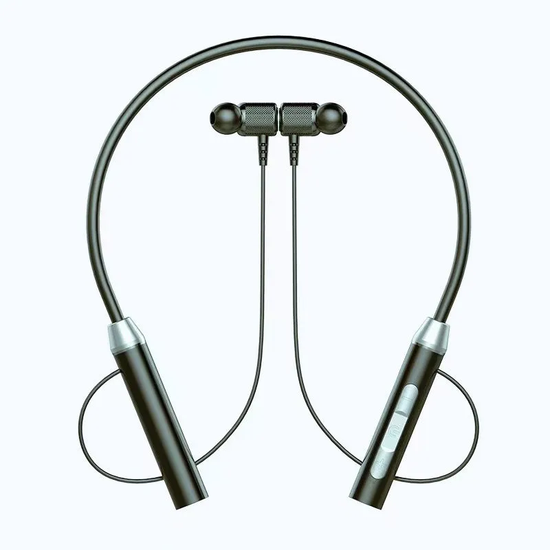 Wireless halter Bluetooth headset with breathing light, sports in-ear design, black colour, PC ABS build