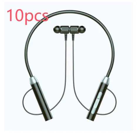 Wireless halter Bluetooth headset with breathing light, sports in-ear design, black colour, PC ABS build
