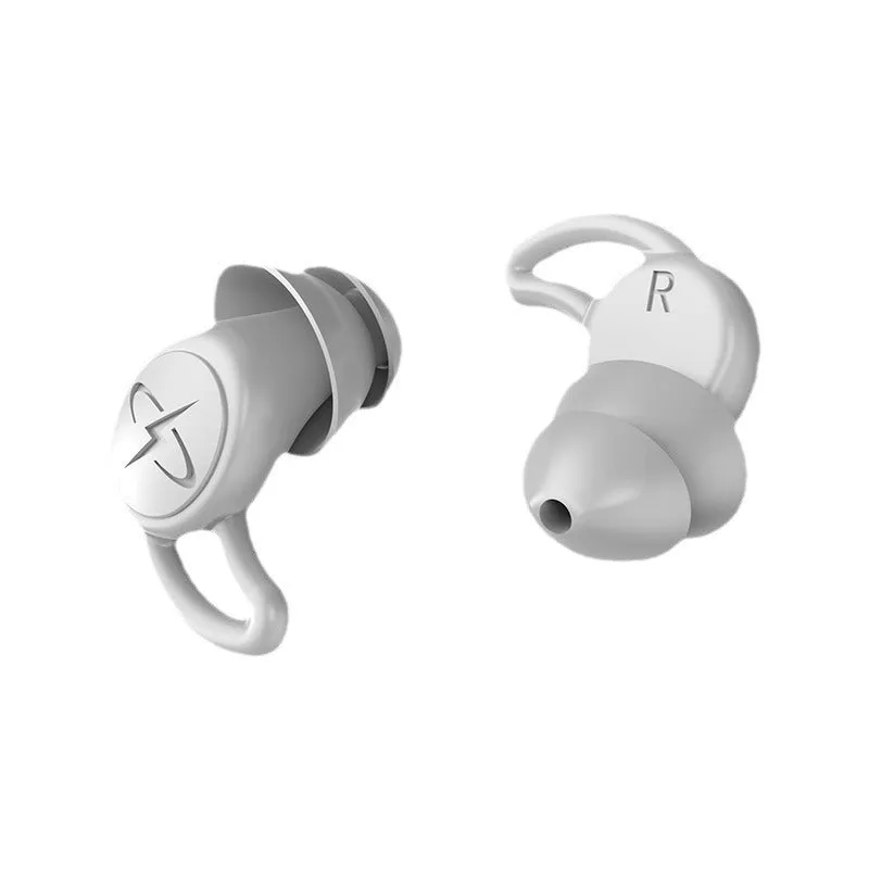 Pair of silicone noise reduction earplugs in black for sleep and sound insulation
