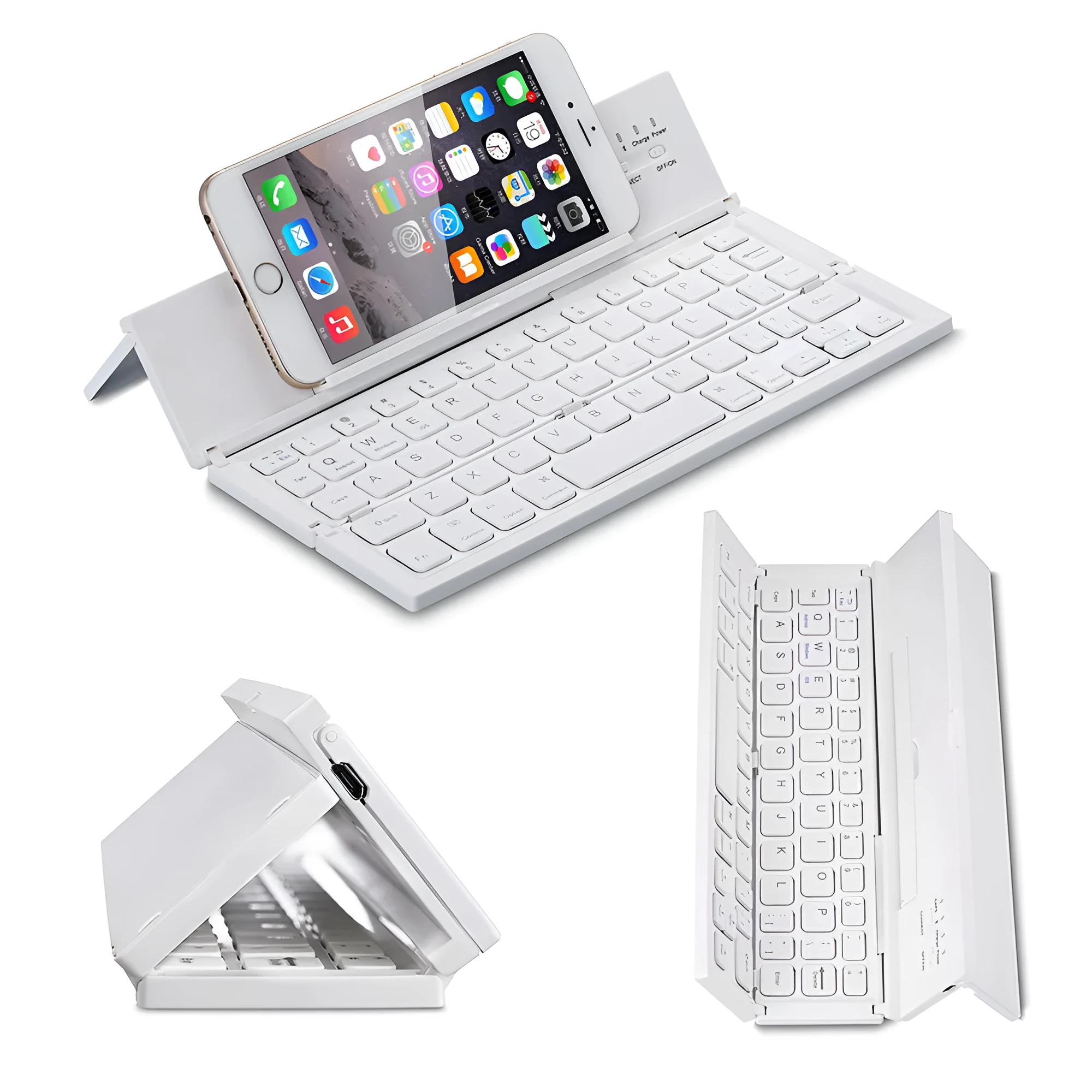Black or white 5.8-inch folding Bluetooth keyboard with aluminium bottom cover for tablets