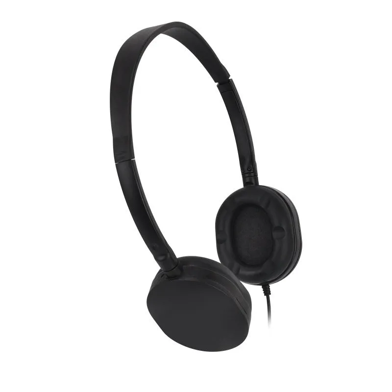 Home Fashion simple solid colour headset, black wired over-ear headphones with retro style, 1.2m cable and 3.5mm plug