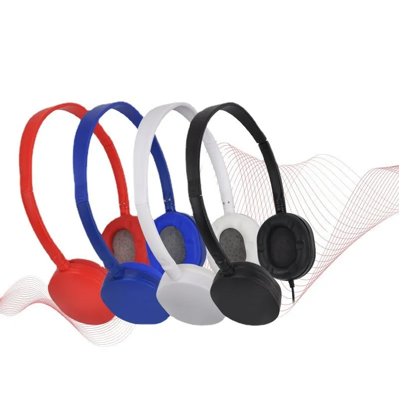 Home Fashion simple solid colour headset, black wired over-ear headphones with retro style, 1.2m cable and 3.5mm plug