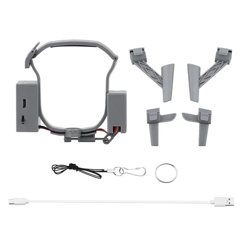 DJI Air 3 parabolic delivery device in dark grey ABS, with tripod feet and USB charging cable