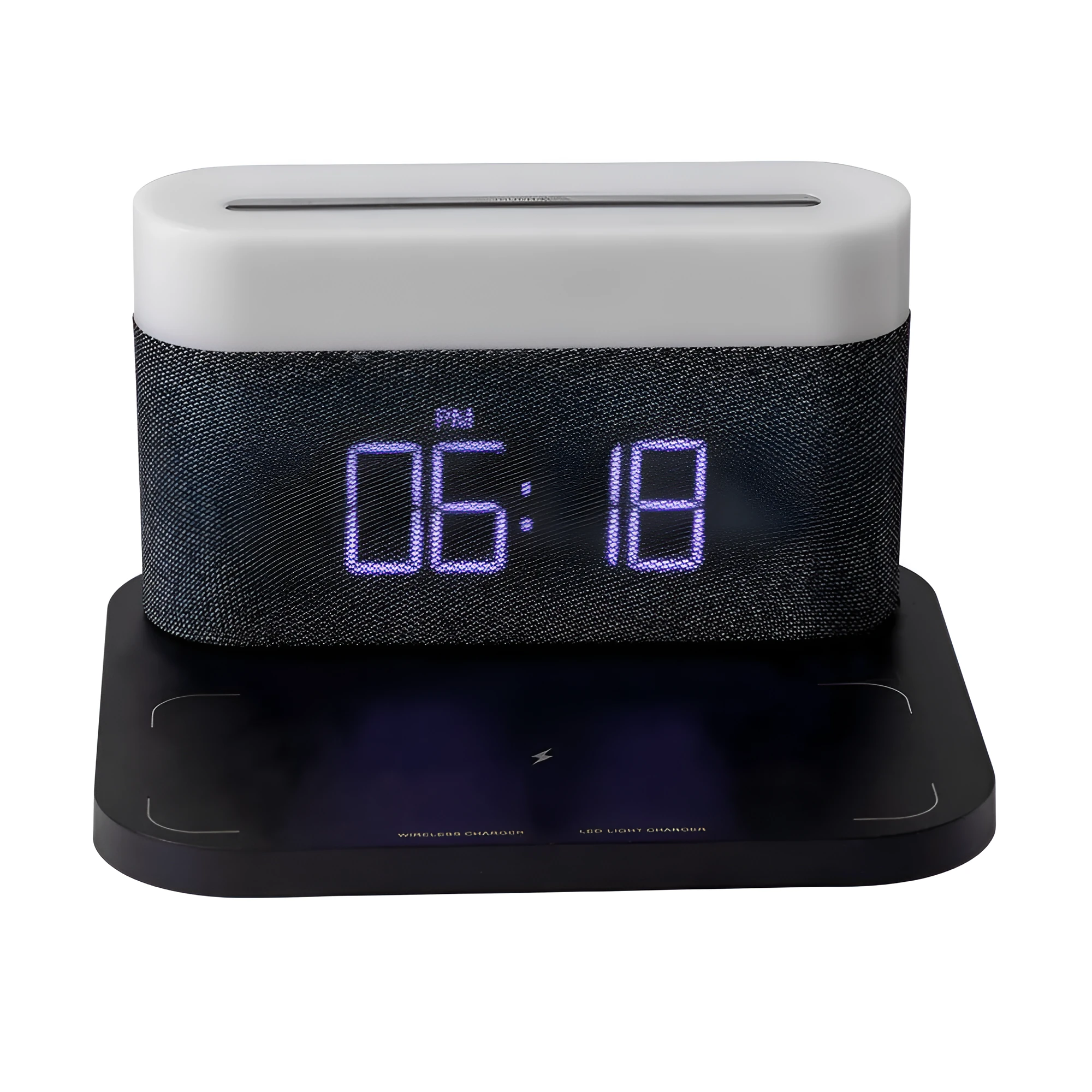 Wireless charger desktop clock night light table lamp in black or white with modern simple design