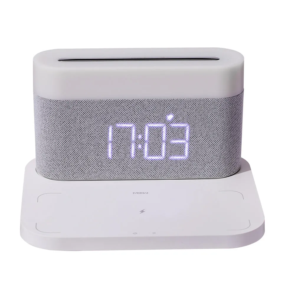 Wireless charger desktop clock night light table lamp in black or white with modern simple design