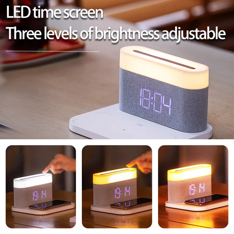 Wireless charger desktop clock night light table lamp in black or white with modern simple design