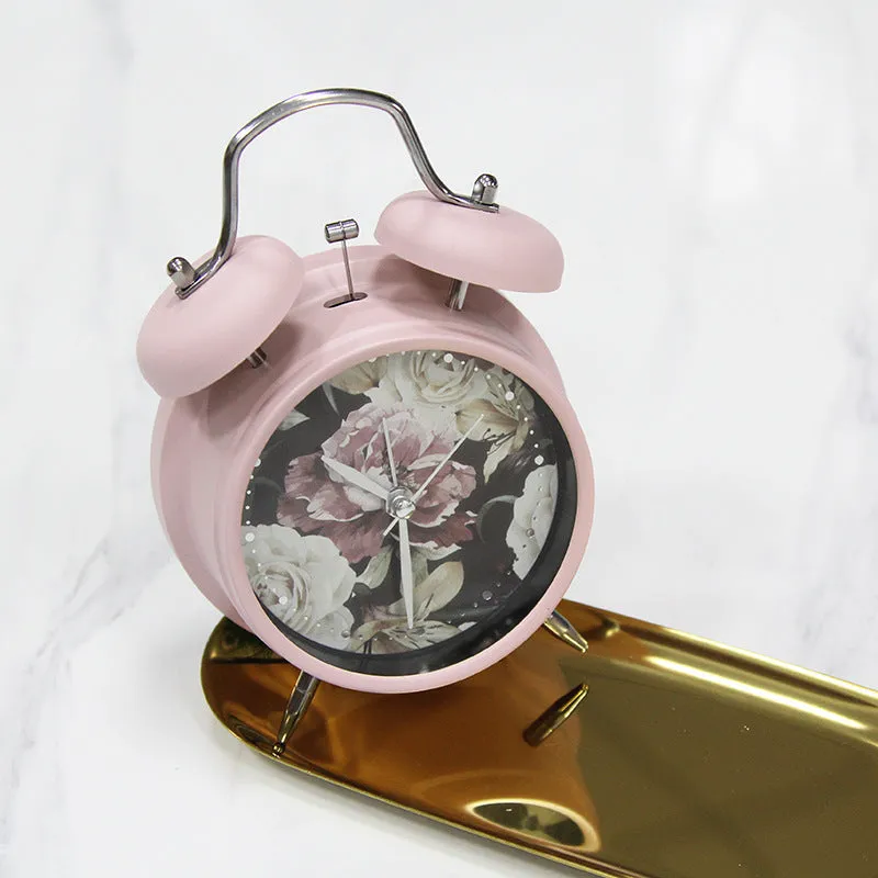 Retro cute plastic alarm clock in lotus colour with seconds display, 75x34x107mm