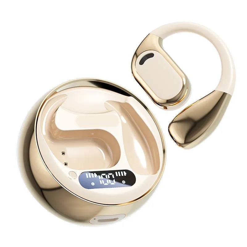 Non in-ear Bluetooth headset M76 in black colour with ear-mounted silicone design and breathing light