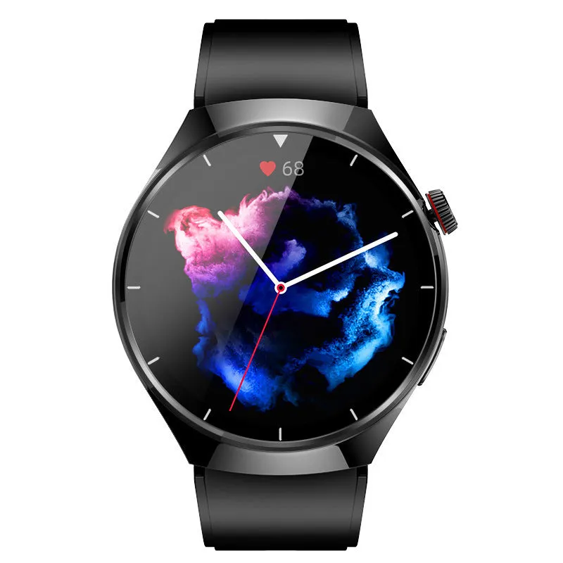 Smart watch with sleep monitoring and Bluetooth calling, available in black steel and silver glue options