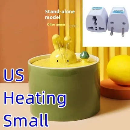 Ceramic automatic water dispenser for cats and dogs, rabbit white colour with circulating water