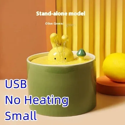 Ceramic automatic water dispenser for cats and dogs, rabbit white colour with circulating water