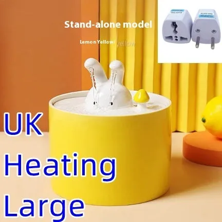 Ceramic automatic water dispenser for cats and dogs, rabbit white colour with circulating water