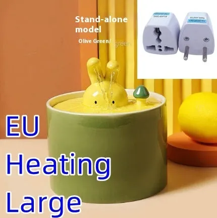 Ceramic automatic water dispenser for cats and dogs, rabbit white colour with circulating water
