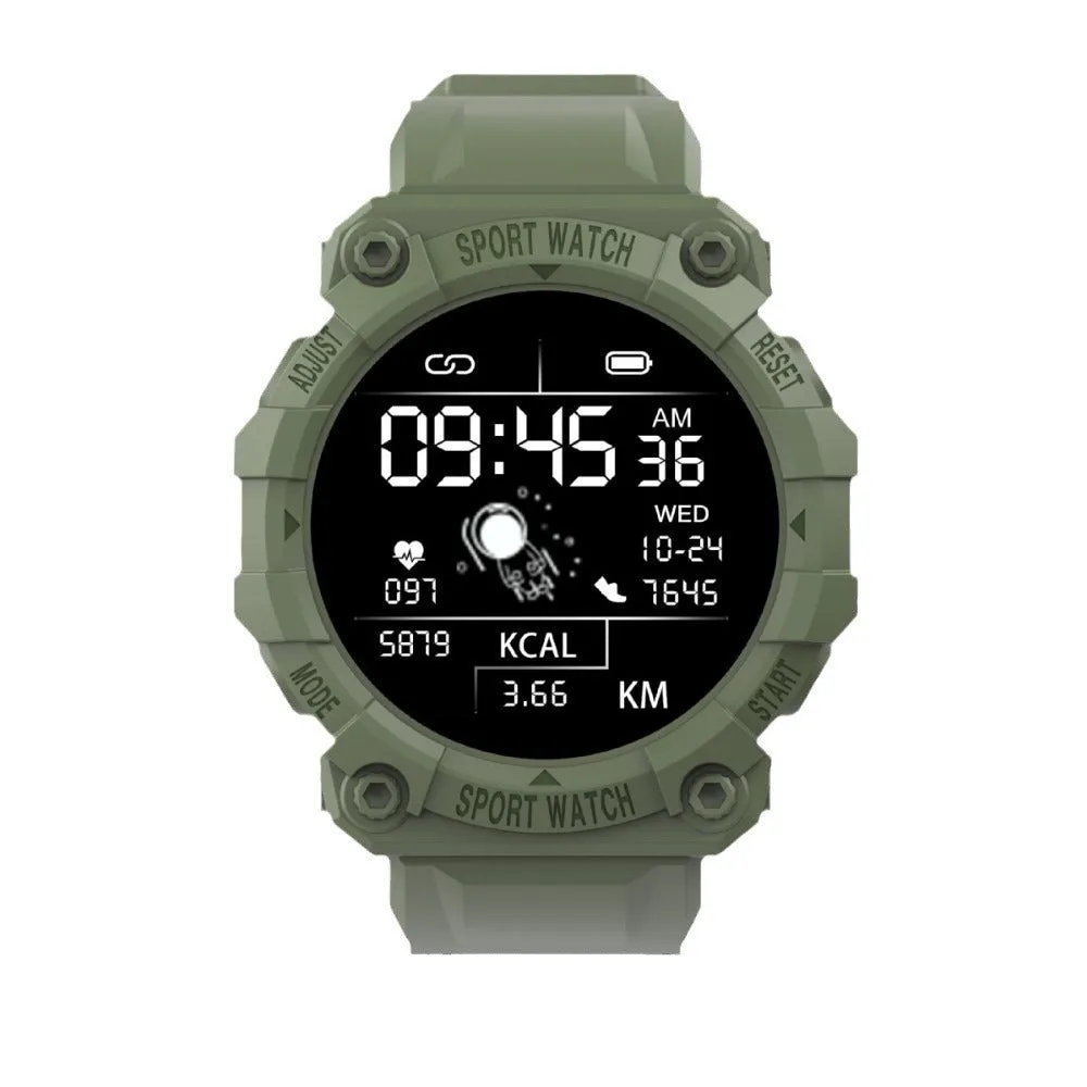 Spaceman Round FD68S smart bracelet with 144 colour TFT screen, round face, in black on wrist