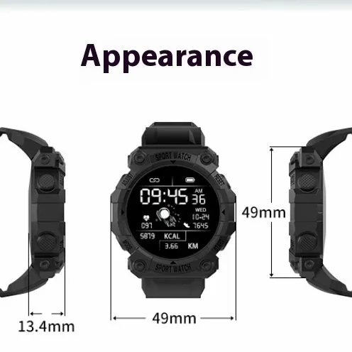 Spaceman Round FD68S smart bracelet with 144 colour TFT screen, round face, in black on wrist