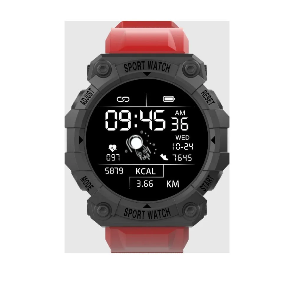 Spaceman Round FD68S smart bracelet with 144 colour TFT screen, round face, in black on wrist