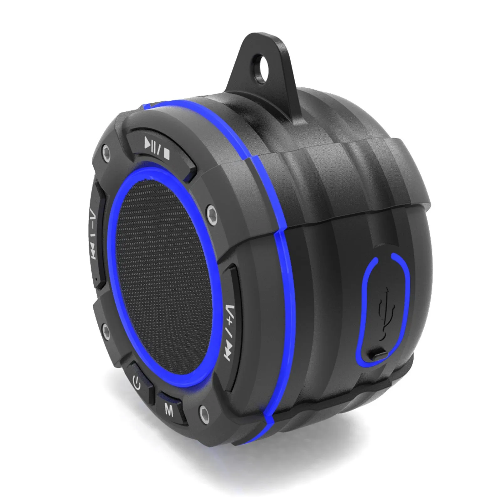 Sports portable Bluetooth speaker with seven-level waterproofing, USB charging, in black colour