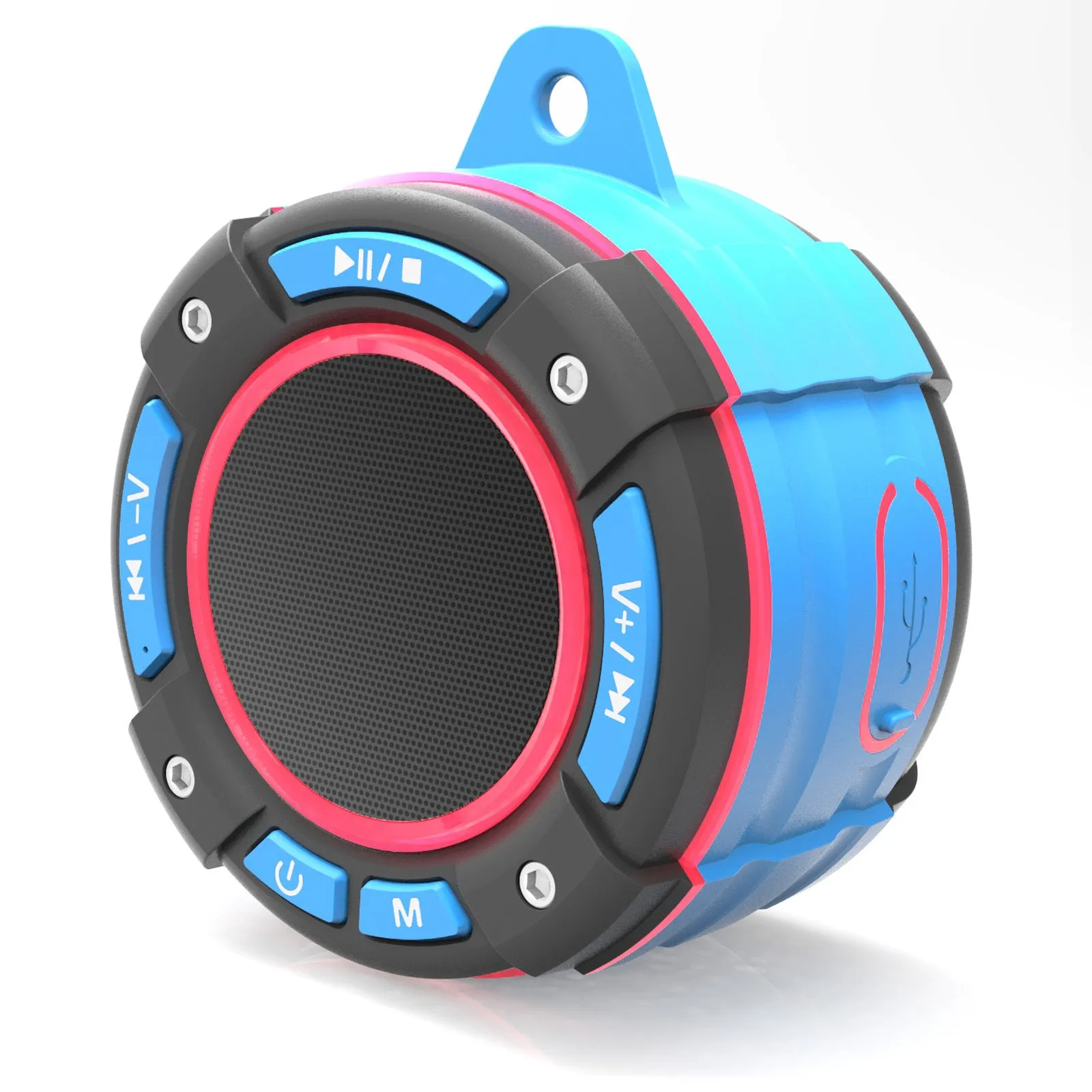 Sports portable Bluetooth speaker with seven-level waterproofing, USB charging, in black colour