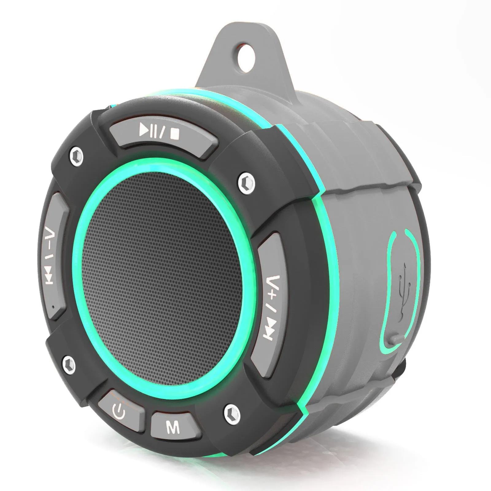 Sports portable Bluetooth speaker with seven-level waterproofing, USB charging, in black colour