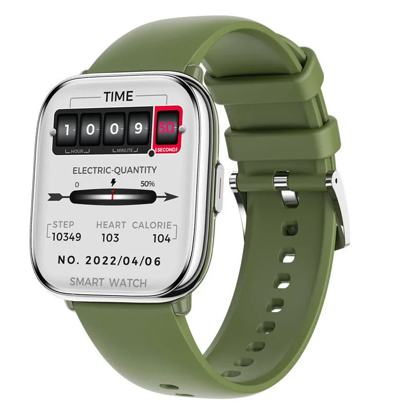 NFC Compass Smart Watch with Bluetooth Call AMOLED Screen in black, showing health monitoring features and touch buttons