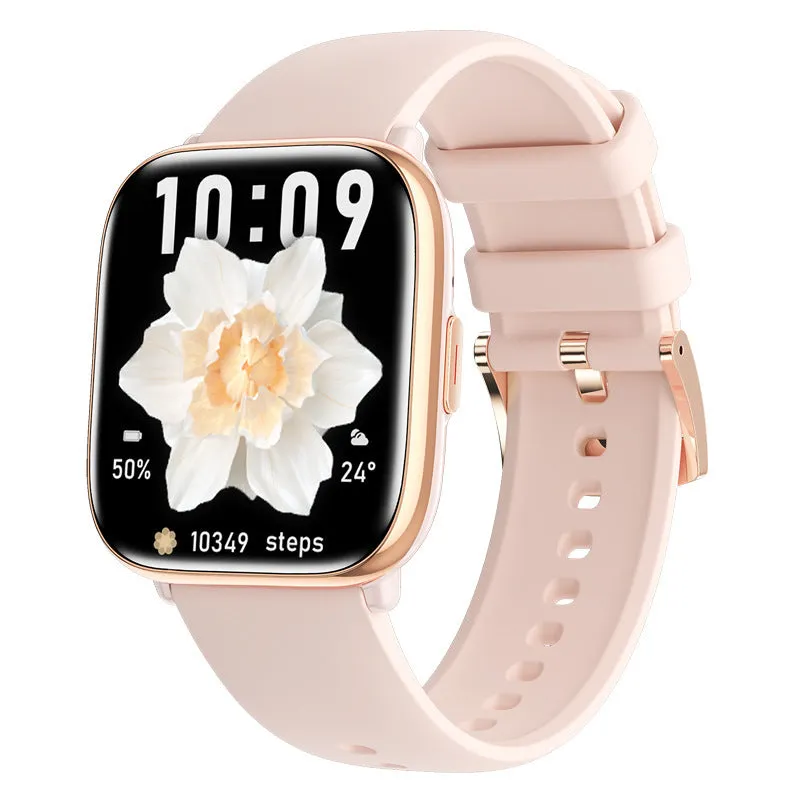 NFC Compass Smart Watch with Bluetooth Call AMOLED Screen in black, showing health monitoring features and touch buttons